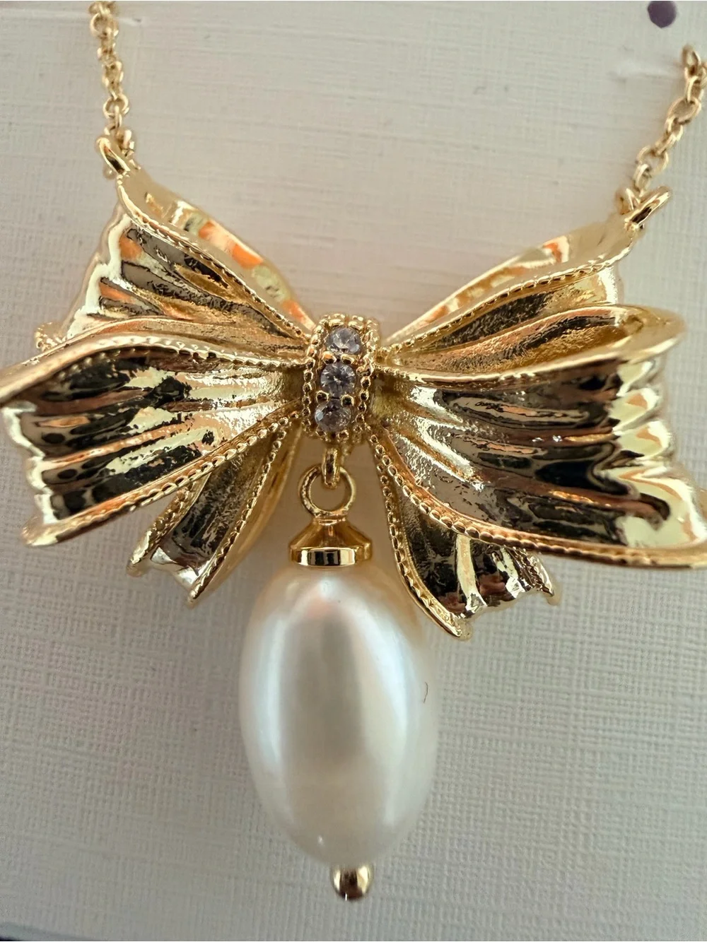 LoveShackFancy x Kendra Scott Gold Bow Pearl Drop Necklace Gift Set